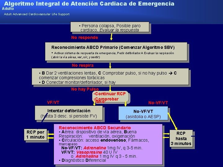 Algoritmo Integral de Atención Cardiaca de Emergencia Adulto Adult Advanced Cardiovascular Life Support •