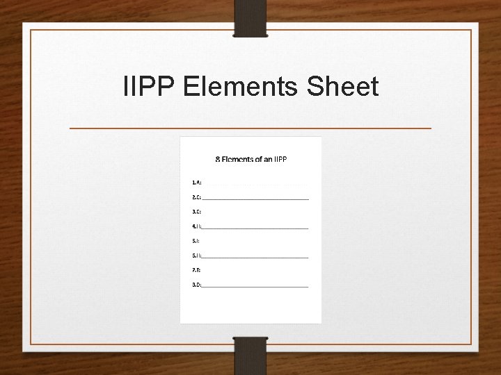 IIPP Elements Sheet 