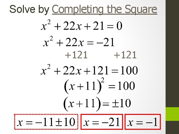 Solve by Completing the Square +121 