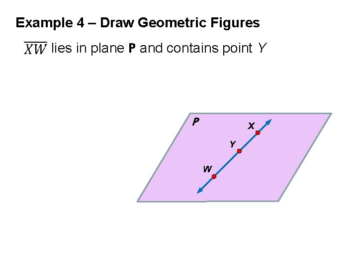 Example 4 – Draw Geometric Figures lies in plane P and contains point Y