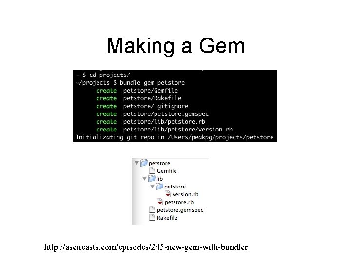 Making a Gem http: //asciicasts. com/episodes/245 -new-gem-with-bundler 