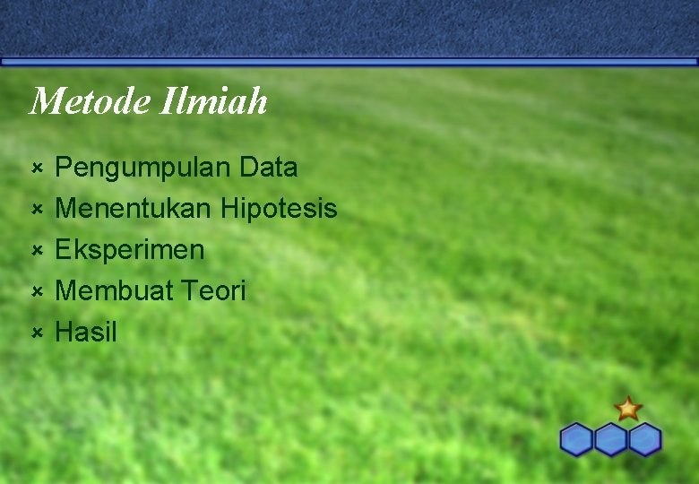 Metode Ilmiah û û û Pengumpulan Data Menentukan Hipotesis Eksperimen Membuat Teori Hasil 