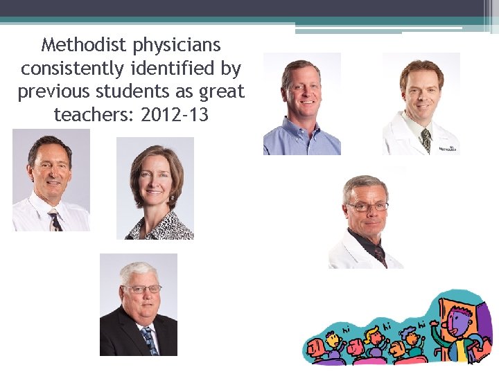 Methodist physicians consistently identified by previous students as great teachers: 2012 -13 