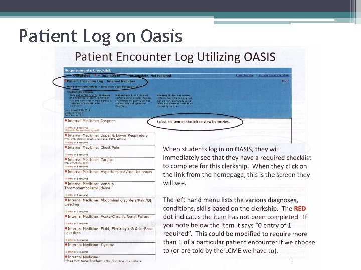 Patient Log on Oasis 