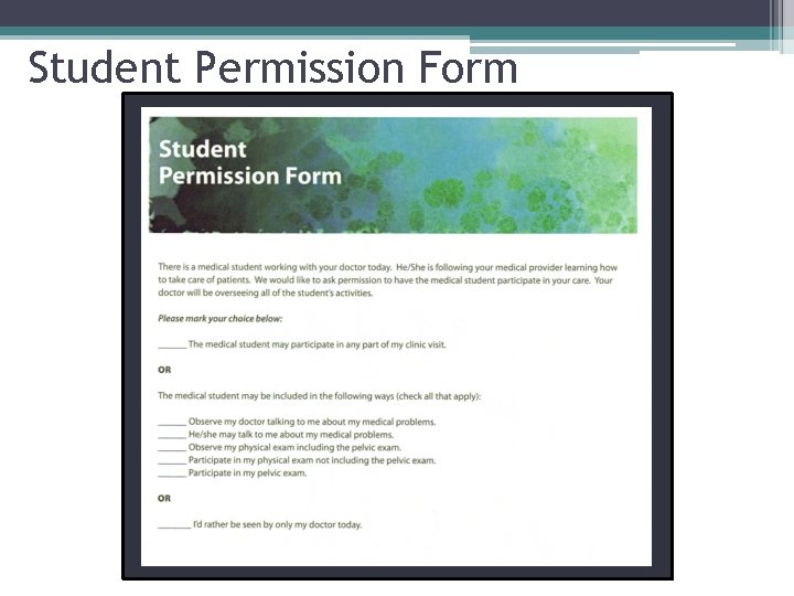 Student Permission Form 