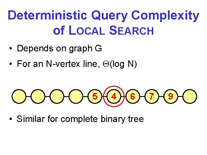 Deterministic Query Complexity of LOCAL SEARCH • Depends on graph G • For an