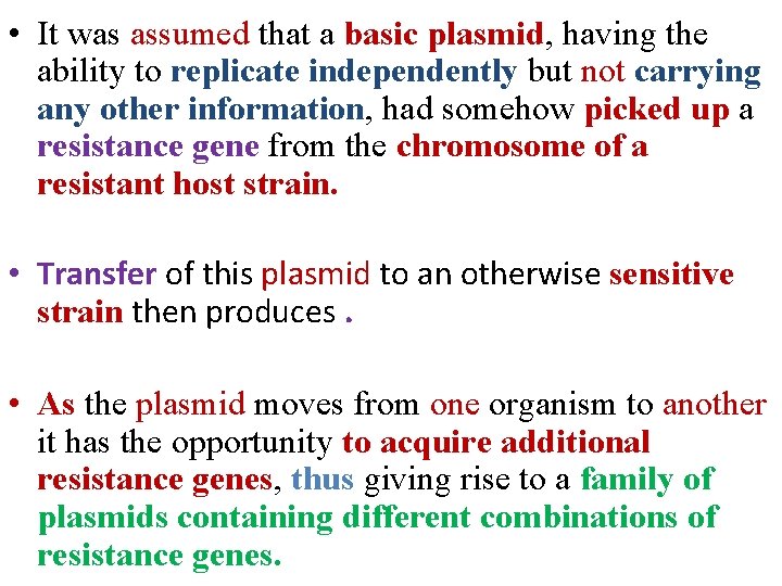  • It was assumed that a basic plasmid, having the ability to replicate