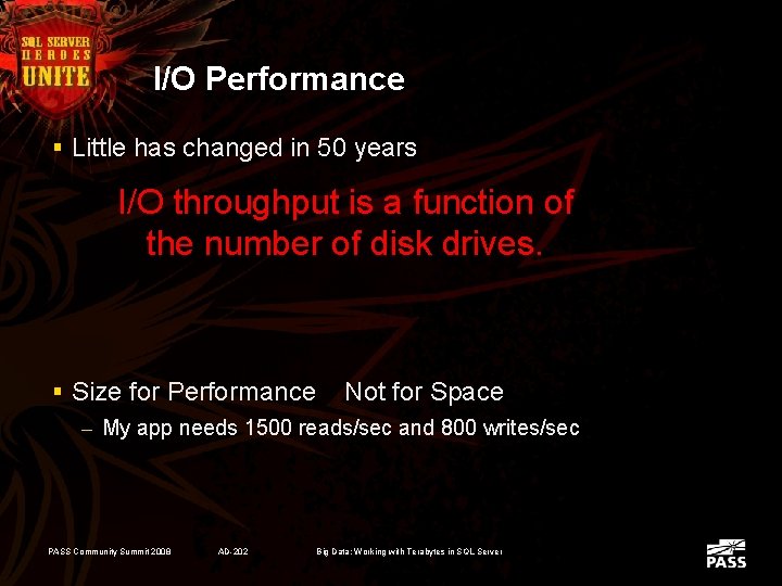 I/O Performance § Little has changed in 50 years I/O throughput is a function