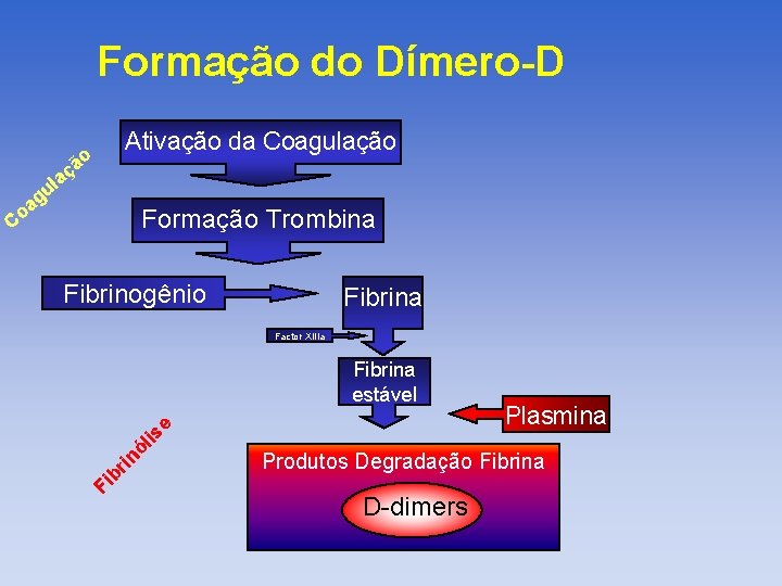 Formação do Dímero-D a l u g Ativação da Coagulação o ã ç a