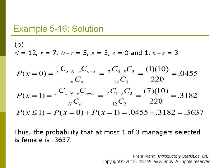 Example 5 -16: Solution p p (b) N = 12, r = 7, N