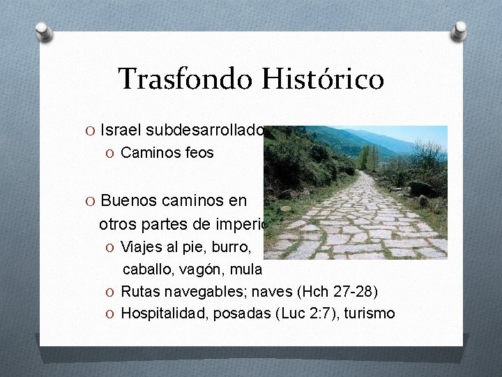 Trasfondo Histórico O Israel subdesarrollado O Caminos feos O Buenos caminos en otros partes