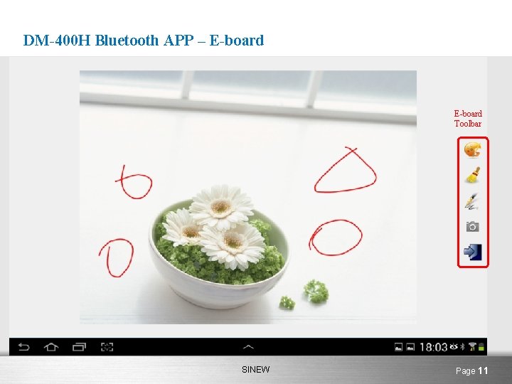DM-400 H Bluetooth APP – E-board Toolbar SINEW Page 11 