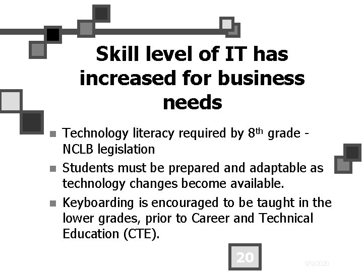 Skill level of IT has increased for business needs n n n Technology literacy