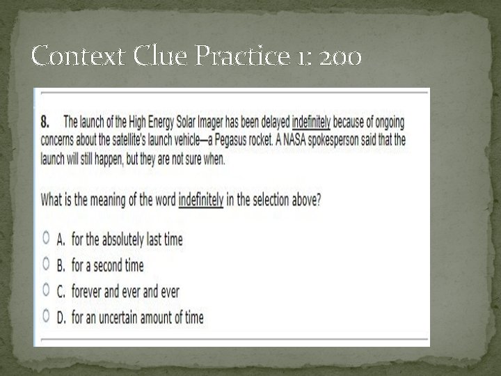 Context Clue Practice 1: 200 