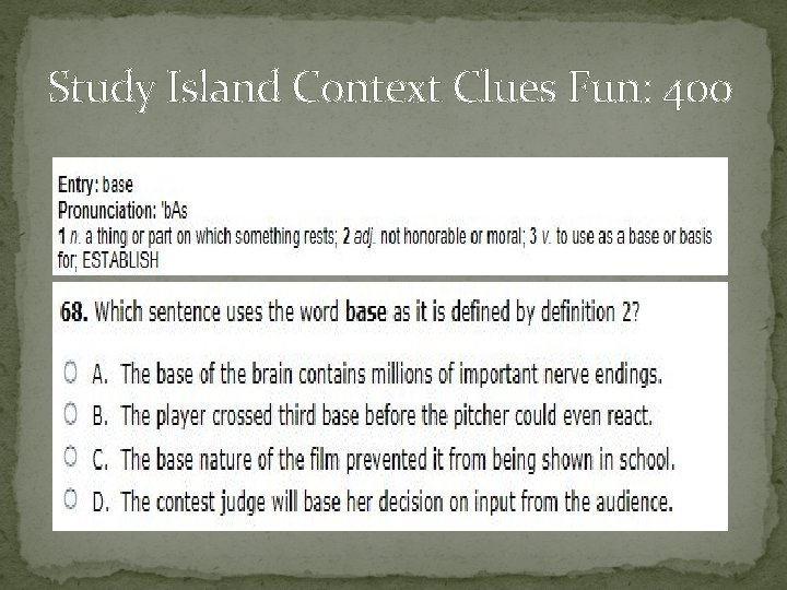 Study Island Context Clues Fun: 400 