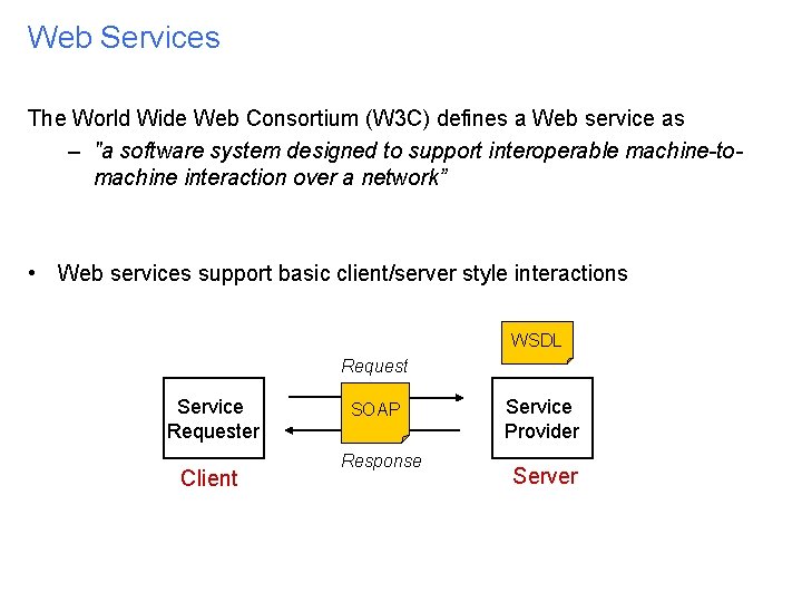 Web Services The World Wide Web Consortium (W 3 C) defines a Web service
