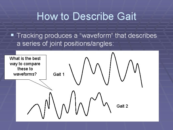 How to Describe Gait § Tracking produces a “waveform” that describes a series of