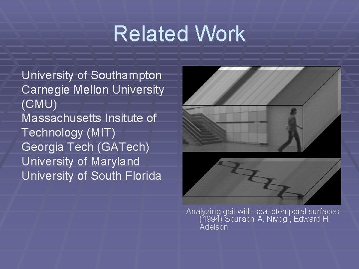 Related Work University of Southampton Carnegie Mellon University (CMU) Massachusetts Insitute of Technology (MIT)