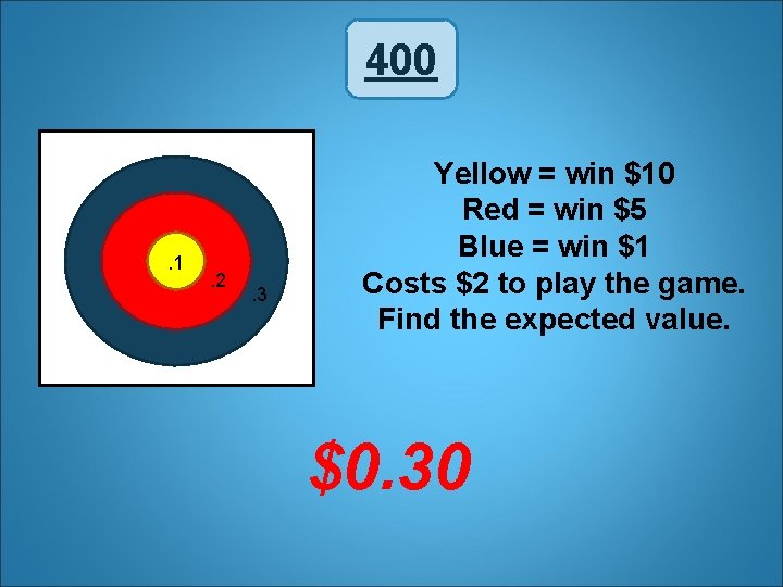 400 . 1 . 2 . 3 Yellow = win $10 Red = win