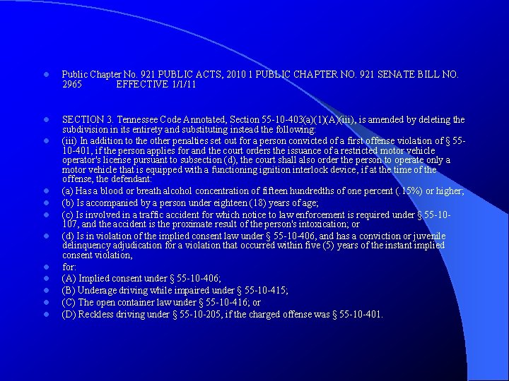 l Public Chapter No. 921 PUBLIC ACTS, 2010 1 PUBLIC CHAPTER NO. 921 SENATE