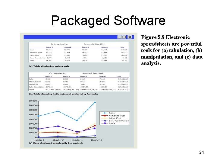 Packaged Software Figure 5. 8 Electronic spreadsheets are powerful tools for (a) tabulation, (b)