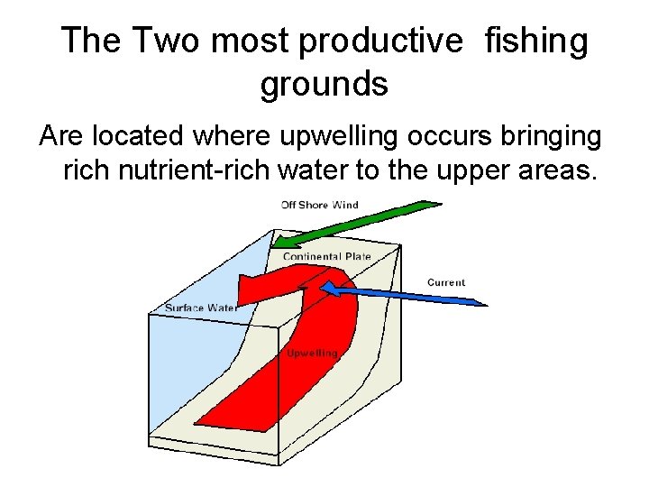 The Two most productive fishing grounds Are located where upwelling occurs bringing rich nutrient-rich