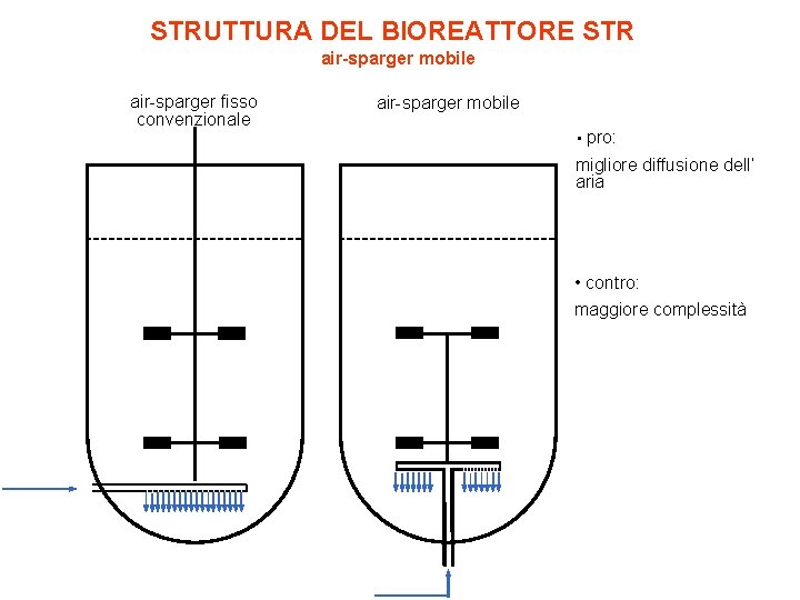 STRUTTURA DEL BIOREATTORE STR air-sparger mobile air-sparger fisso convenzionale air-sparger mobile • pro: migliore