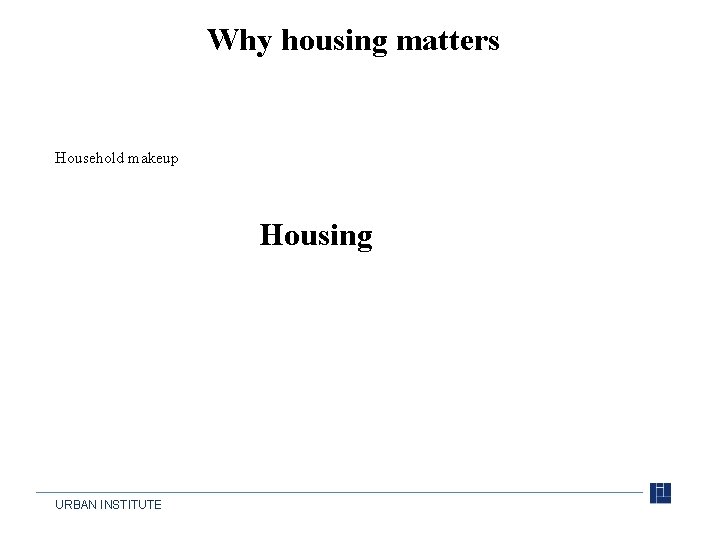Why housing matters Household makeup Housing URBAN INSTITUTE 