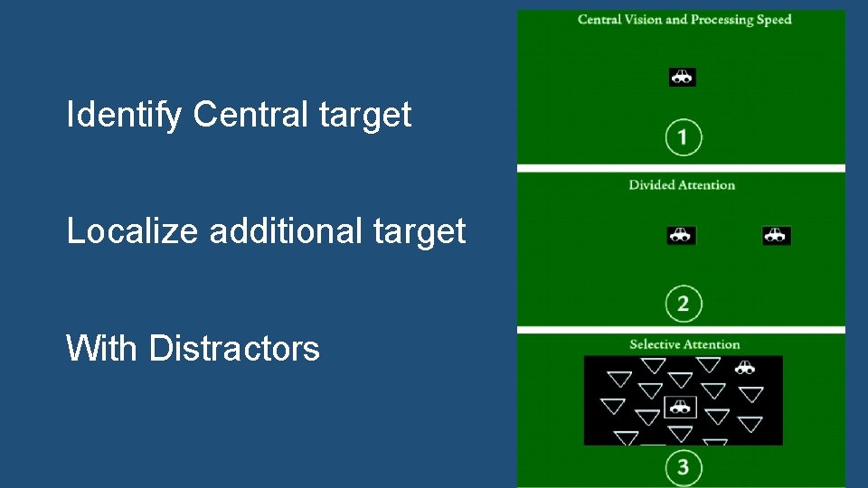 Identify Central target Localize additional target With Distractors 