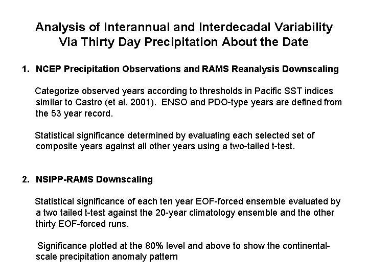 Analysis of Interannual and Interdecadal Variability Via Thirty Day Precipitation About the Date 1.