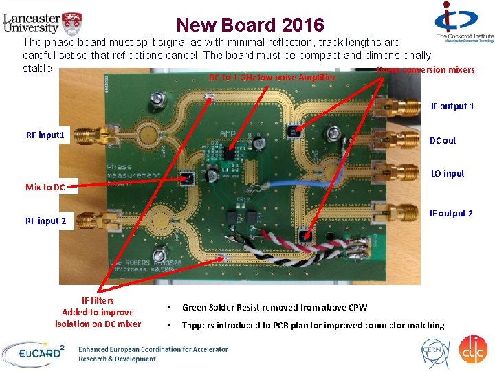 New Board 2016 The phase board must split signal as with minimal reflection, track