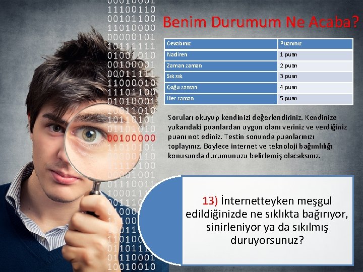 Benim Durumum Ne Acaba? Cevabınız Puanınız Nadiren 1 puan Zaman zaman 2 puan Sık