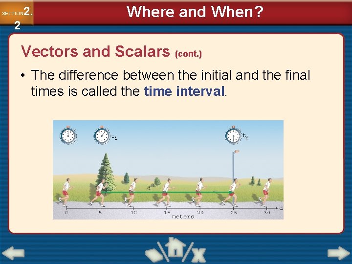 2. SECTION 2 Where and When? Vectors and Scalars (cont. ) • The difference