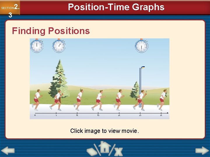 2. SECTION 3 Position-Time Graphs Finding Positions Click image to view movie. 