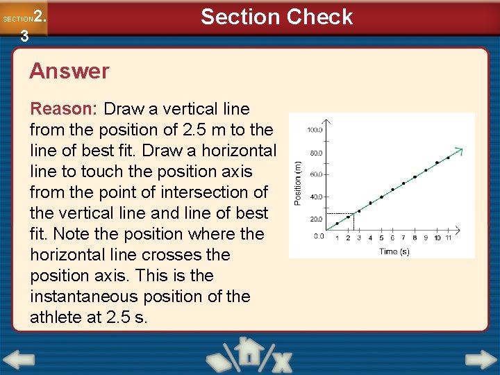 2. SECTION 3 Section Check Answer Reason: Draw a vertical line from the position