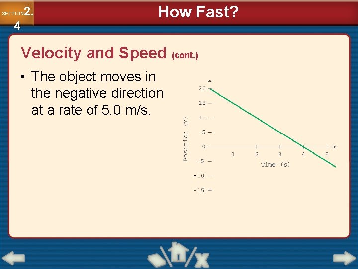 2. SECTION 4 How Fast? Velocity and Speed (cont. ) • The object moves 2. SECTION 4 How Fast? Velocity and Speed (cont. ) • The object moves