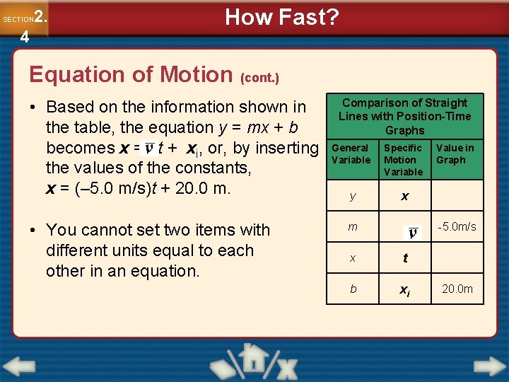 2. SECTION 4 How Fast? Equation of Motion (cont. ) • Based on the 2. SECTION 4 How Fast? Equation of Motion (cont. ) • Based on the
