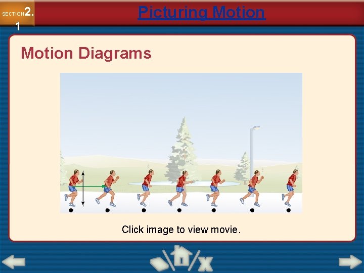 2. SECTION 1 Picturing Motion Diagrams Click image to view movie. 