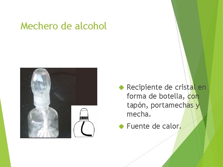 Mechero de alcohol Recipiente de cristal en forma de botella, con tapón, portamechas y