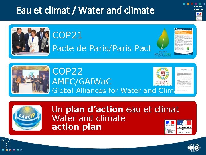 Eau et climat / Water and climate COP 21 Pacte de Paris/Paris Pact COP
