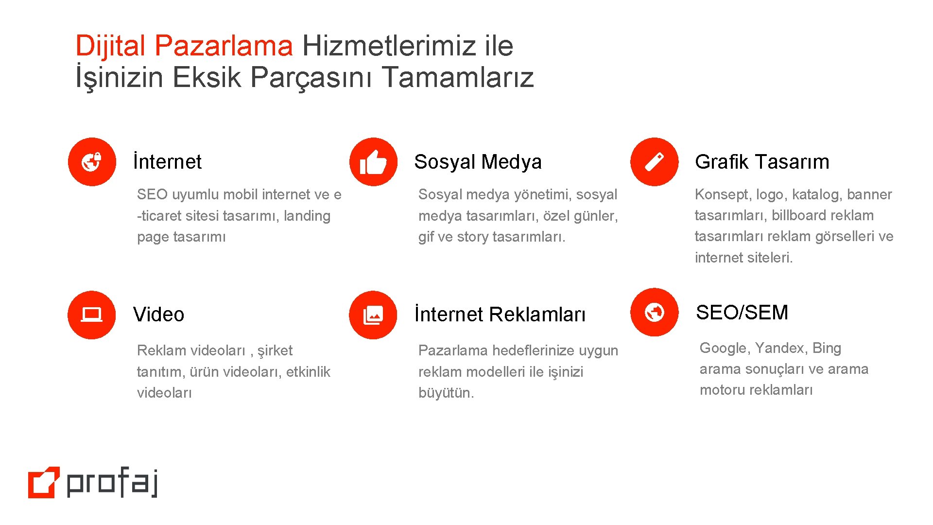 Dijital Pazarlama Hizmetlerimiz ile İşinizin Eksik Parçasını Tamamlarız İnternet Sosyal Medya Grafik Tasarım SEO