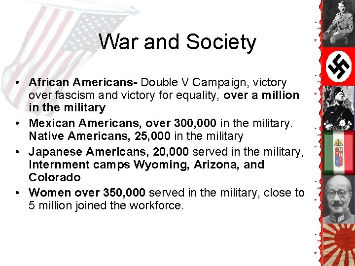 War and Society • African Americans- Double V Campaign, victory over fascism and victory War and Society • African Americans- Double V Campaign, victory over fascism and victory