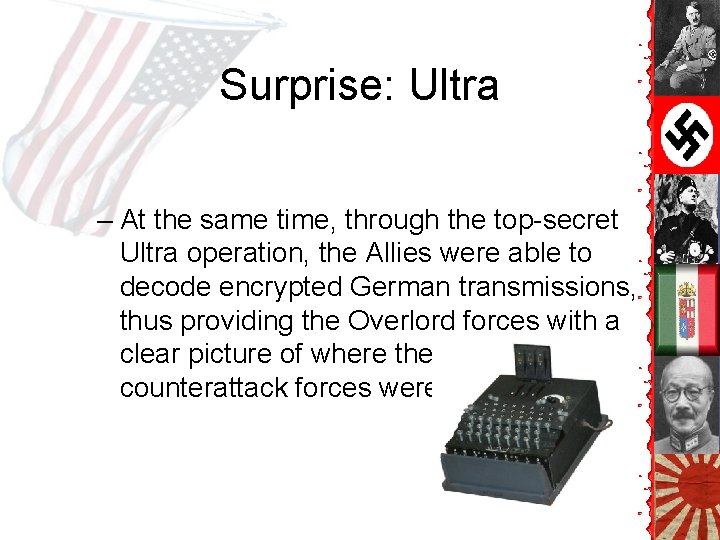Surprise: Ultra – At the same time, through the top-secret Ultra operation, the Allies Surprise: Ultra – At the same time, through the top-secret Ultra operation, the Allies