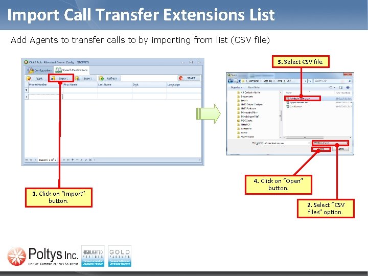 Import Call Transfer Extensions List Add Agents to transfer calls to by importing from