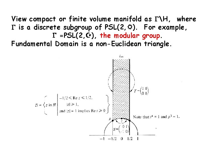 View compact or finite volume manifold as H, where is a discrete subgroup of