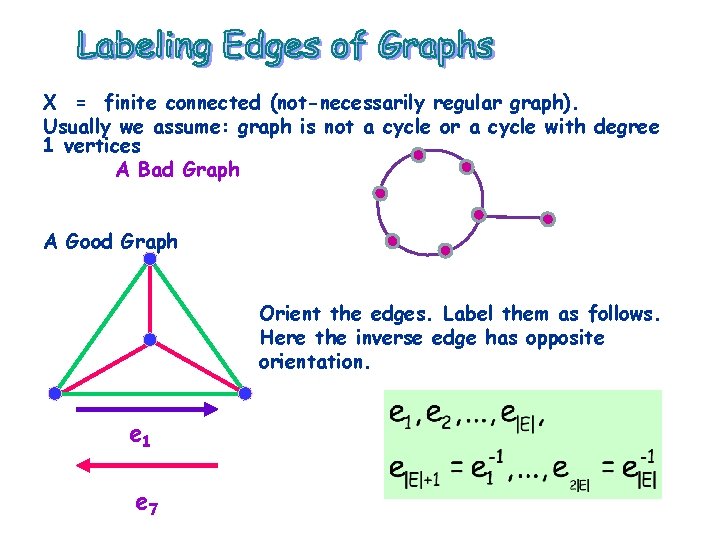 X = finite connected (not-necessarily regular graph). Usually we assume: graph is not a