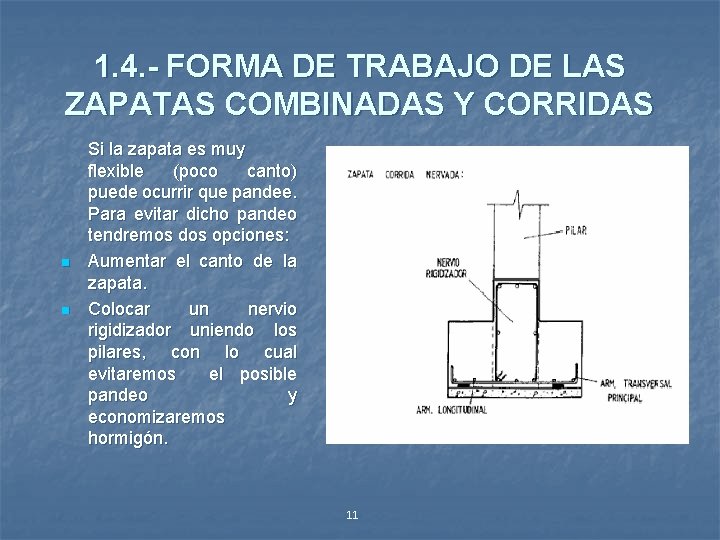 1. 4. - FORMA DE TRABAJO DE LAS ZAPATAS COMBINADAS Y CORRIDAS n n