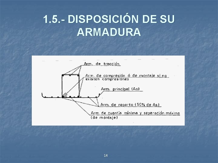 1. 5. - DISPOSICIÓN DE SU ARMADURA 14 