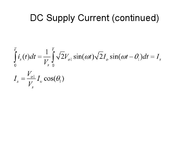 DC Supply Current (continued) 