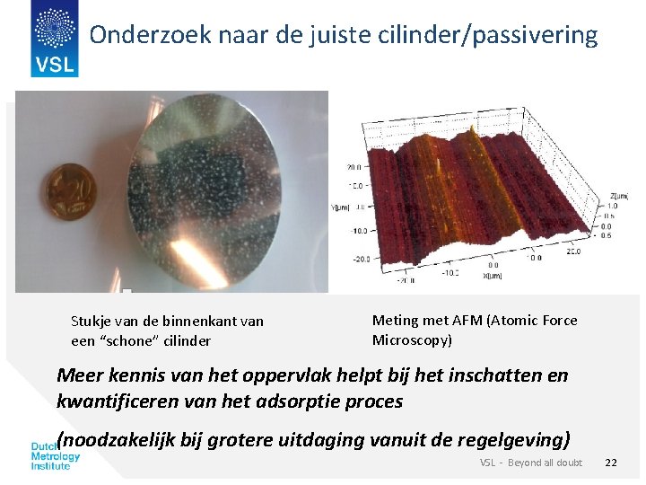 Onderzoek naar de juiste cilinder/passivering Stukje van de binnenkant van een “schone” cilinder Meting